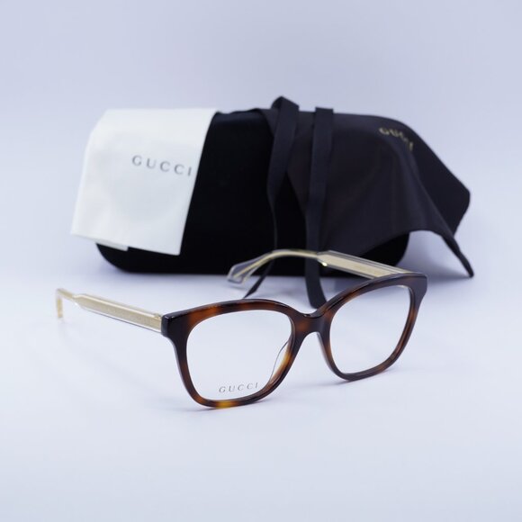 Gucci GG0566ON 002 Square Eyeglasses 52mm - Havana/Crystal - Picture 7 of 11